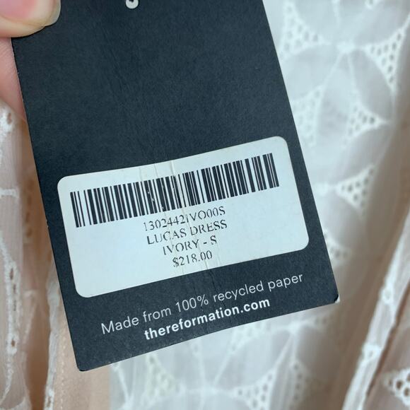 Reformation Lucas Eyelet Mini Dress Womens New Small Ivory - Picture 5 of 11